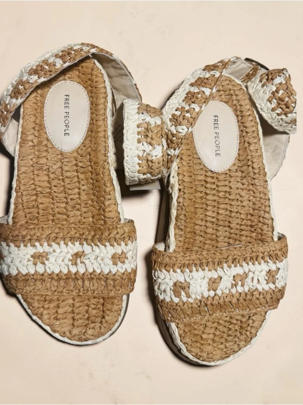 Free People Roma Raffia Sandals Size 9 Woven Platform Ankle Strap Boho Summer - Picture 4 of 11